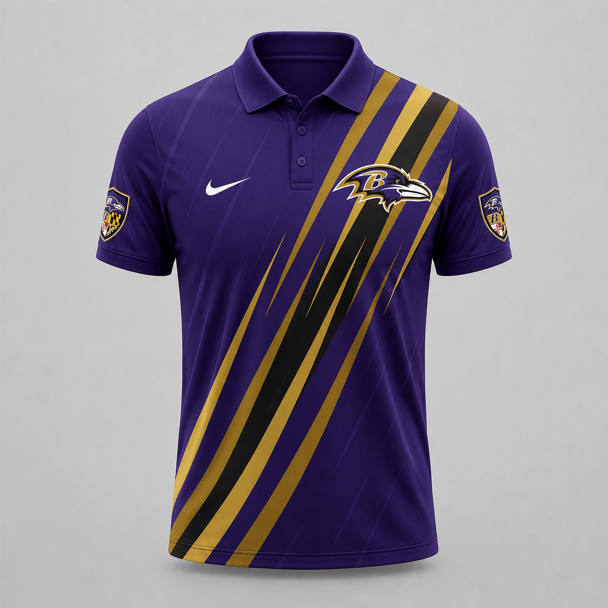 BAL x NFL Premium Athletic Stripe Polo Shirt