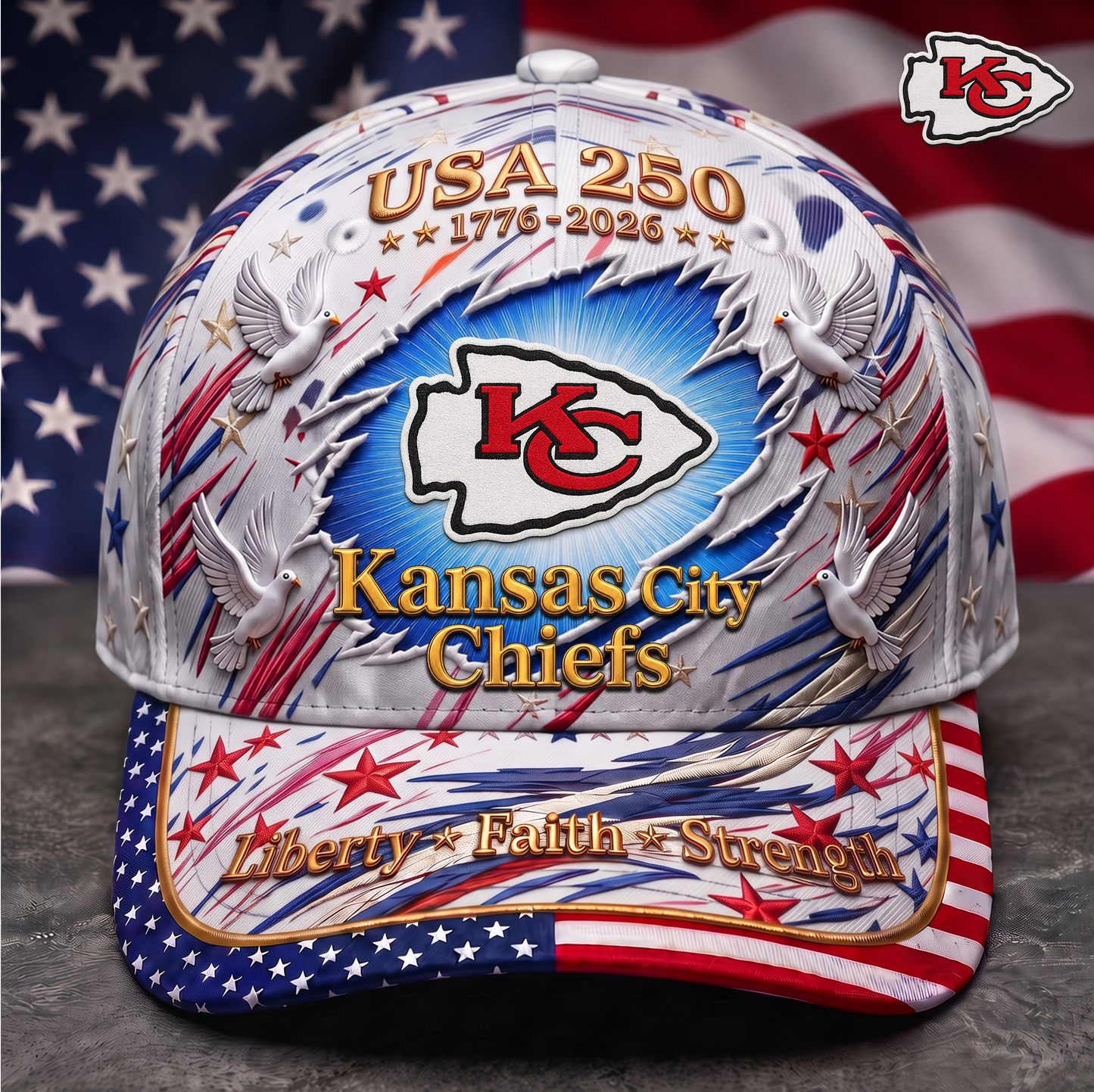 Premium NFL x KC 250 Years Anniversary Of Freedom Cap V4 260626