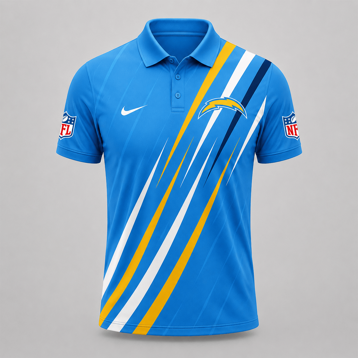 LAC x NFL Premium Athletic Stripe Polo Shirt