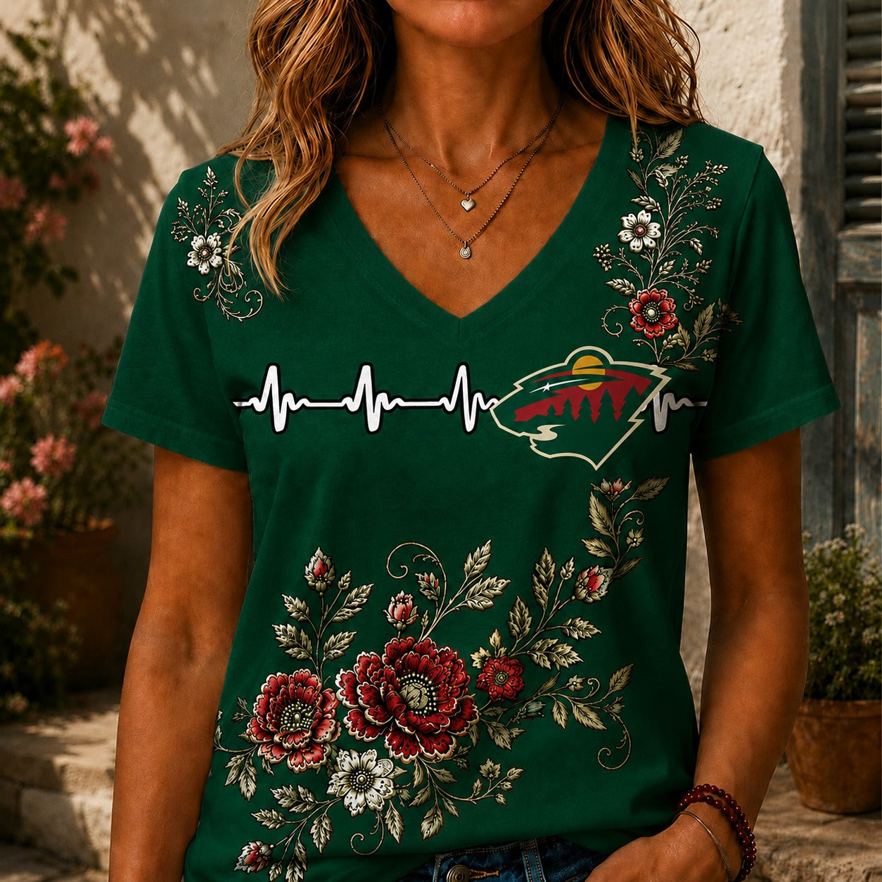 MW x NHL Luxury Women V-Neck Shirt