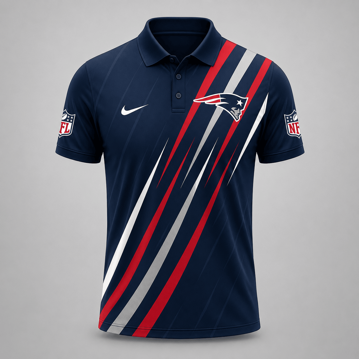 NE x NFL Premium Athletic Stripe Polo Shirt