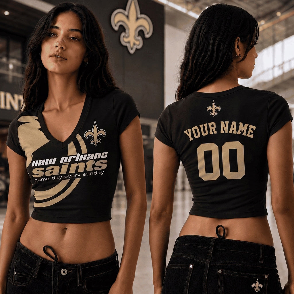 NOS x NFL Premium Women V-neck Croptop Personalized Gift For Fan