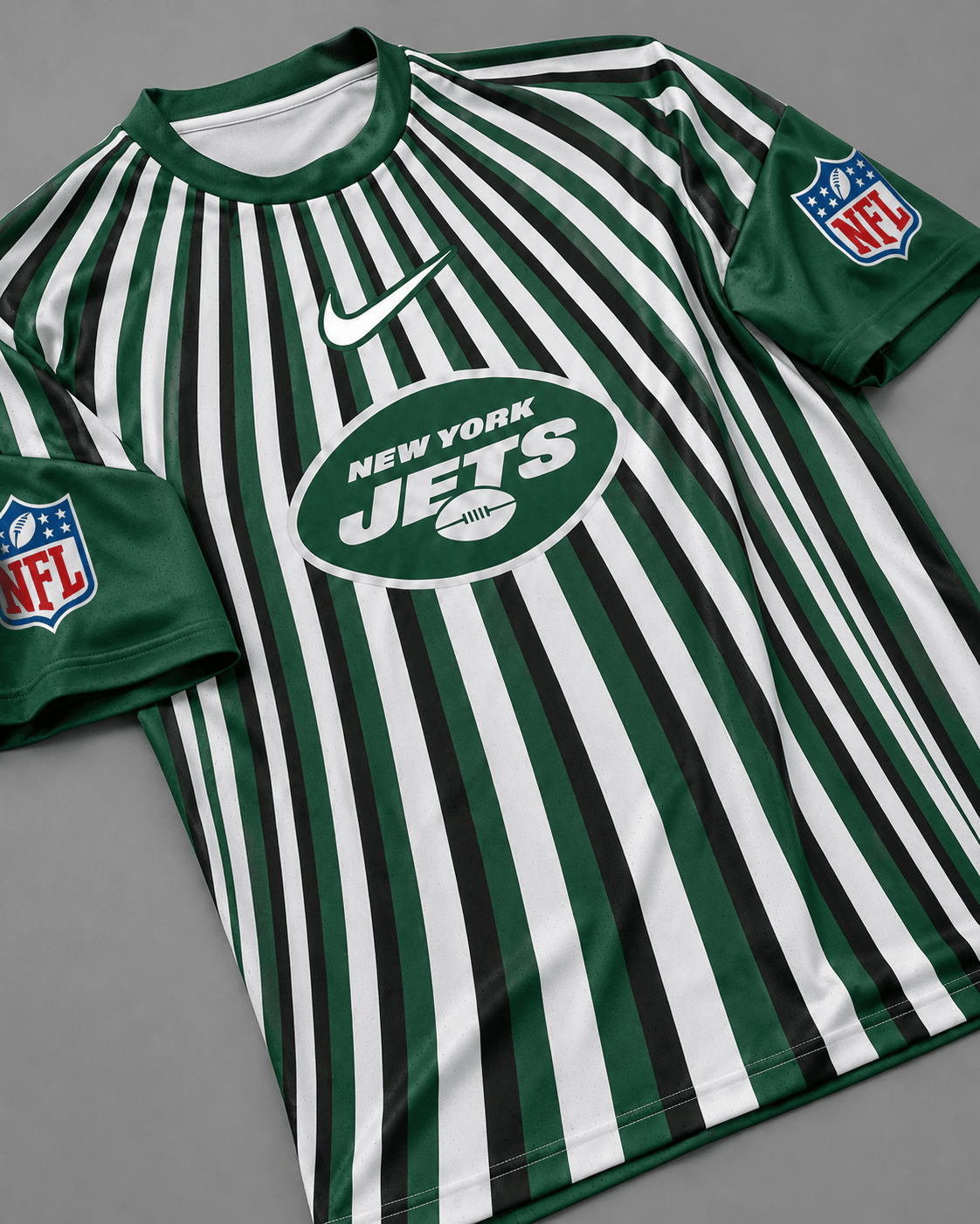 NYJ Premium NFL Men’s Athletic Vertical Stripe T-Shirt