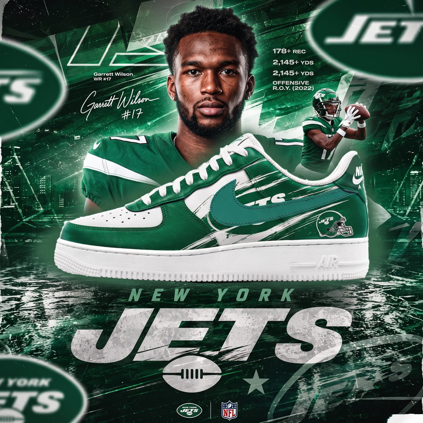 NYJ x NFL Luxury AF1 Sneakers
