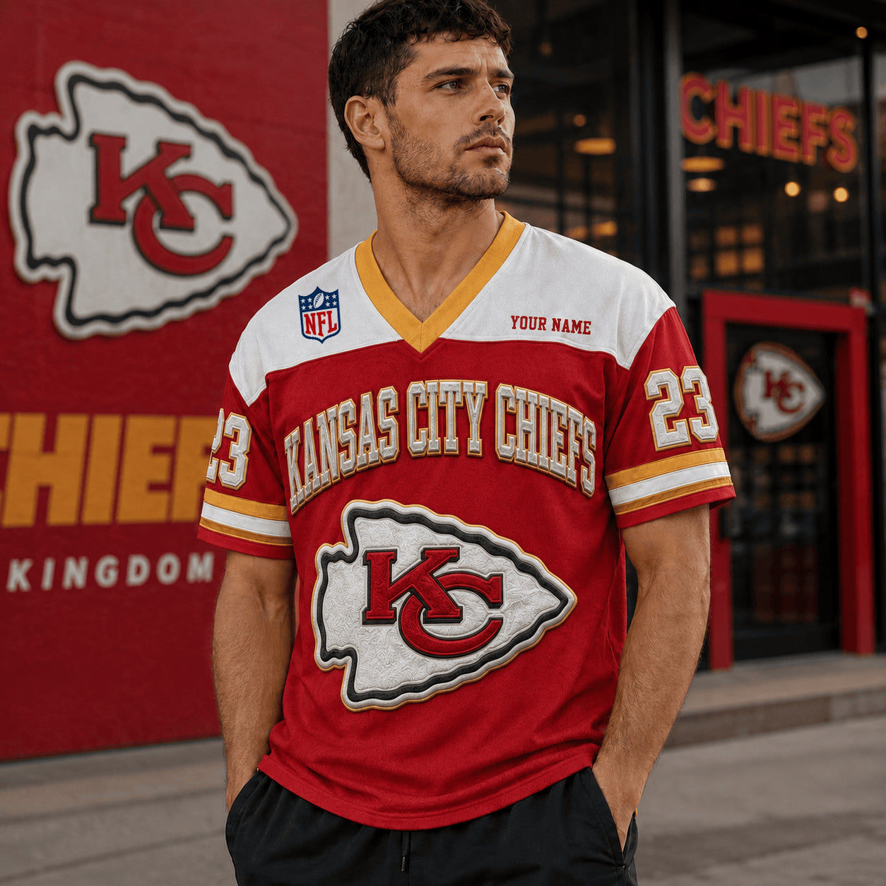 PREMIUM NFL X KC EXCLUSICE V-Neck T-shirt Custom Name
