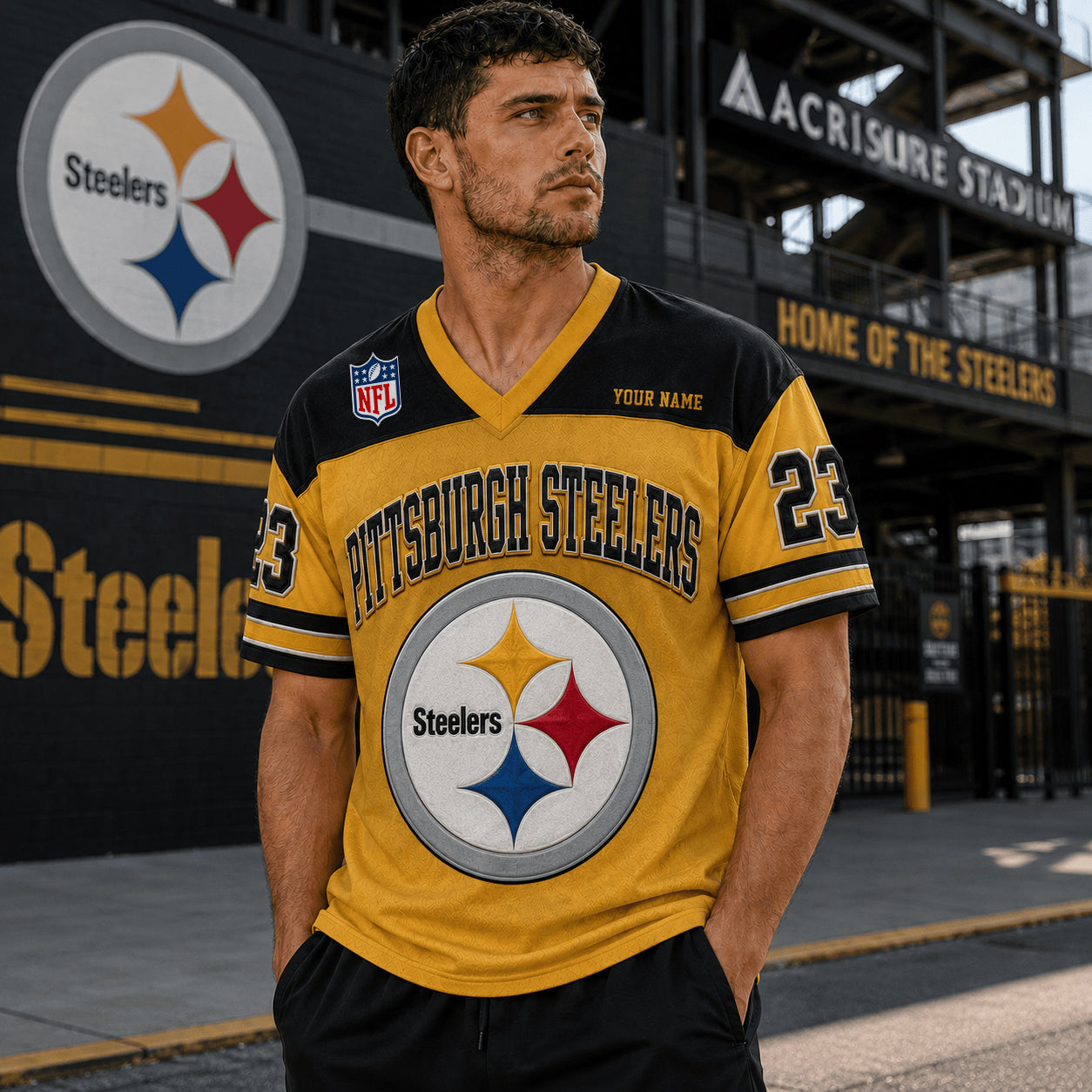 PREMIUM NFL X PIT EXCLUSICE V-Neck T-shirt Custom Name