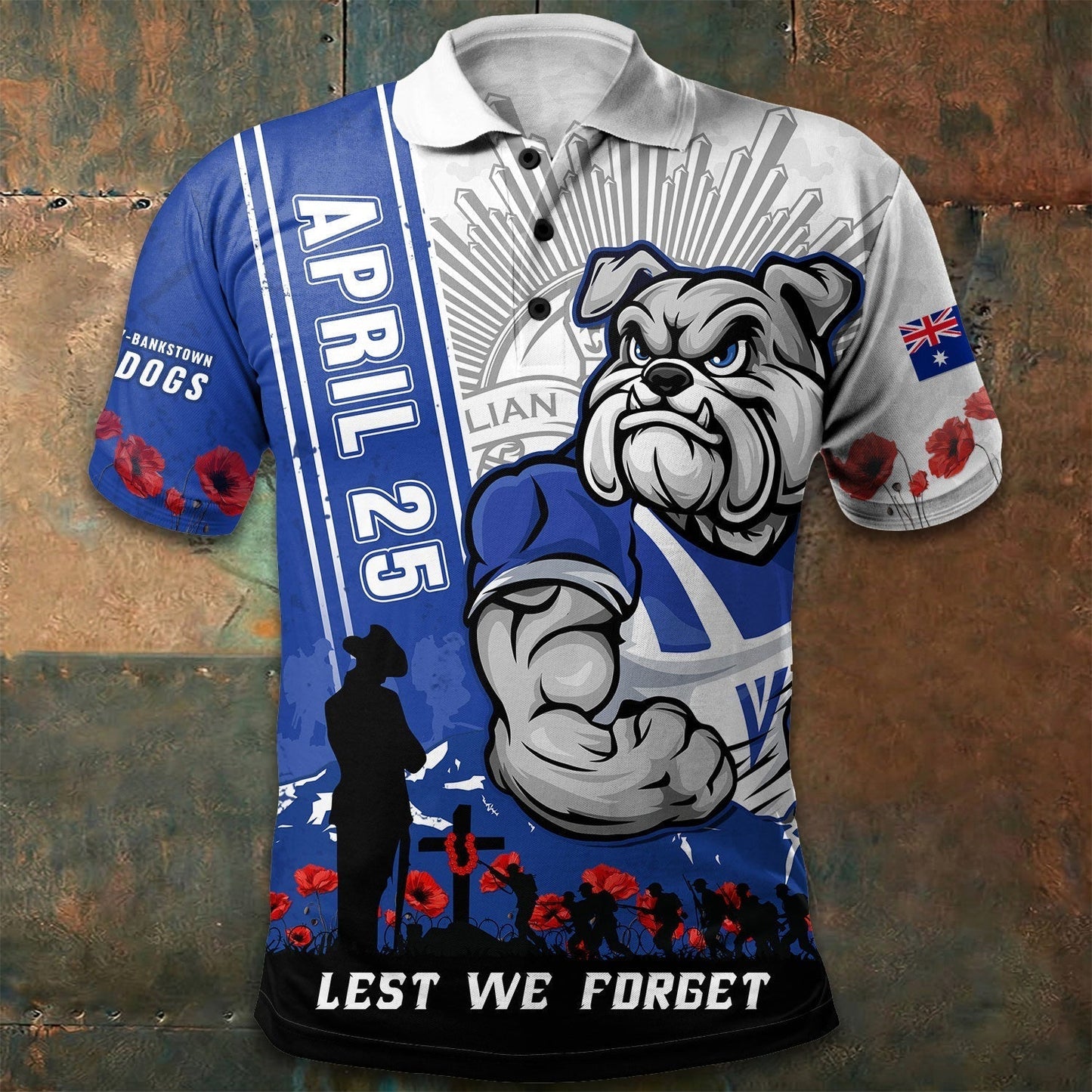 PREMIUM NRL X CB Polo Shirt Anzac Day Lest We Forget Strong Fighting NDT LVH