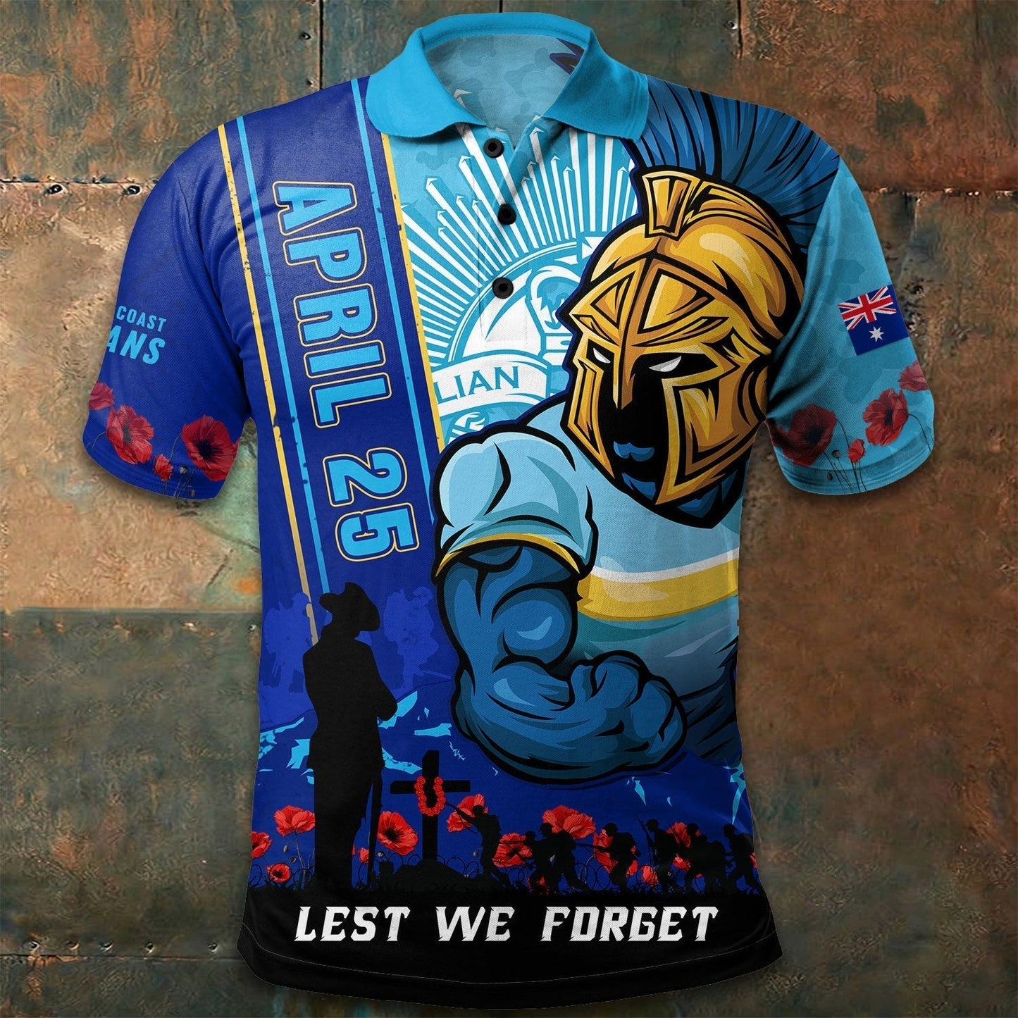 PREMIUM NRL X GCT Polo Shirt Anzac Day Lest We Forget Strong Fighting NDT LVH