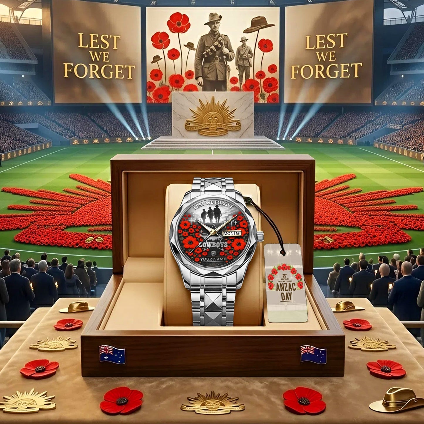 PREMIUM NRL X NQC ANNIVERSARY 111TH ANZAC Alloy Luxury Quartz Watch Limited Edition NDT NHM 310326