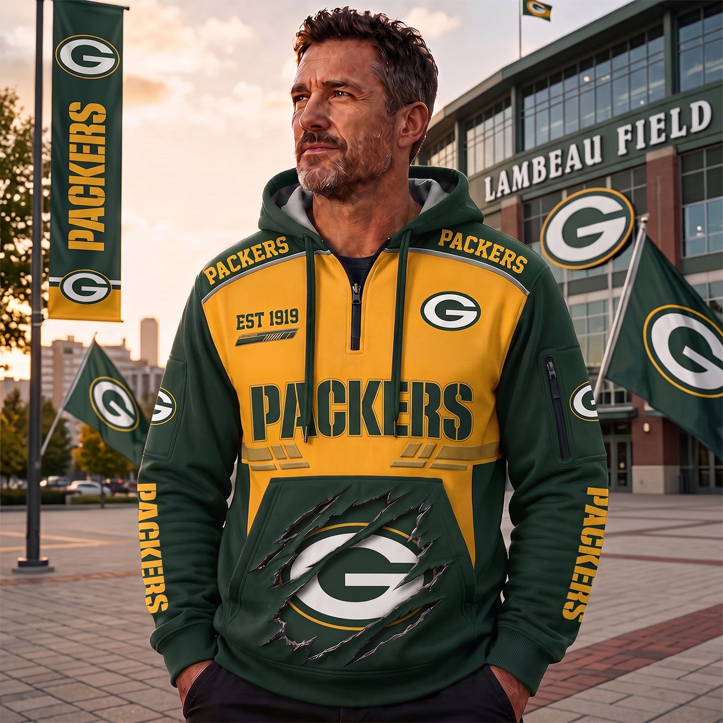 PREMIUM NFL X GB EXCLUSIVE GAMEDAY ZIP HOODIE NDT NHM 090726