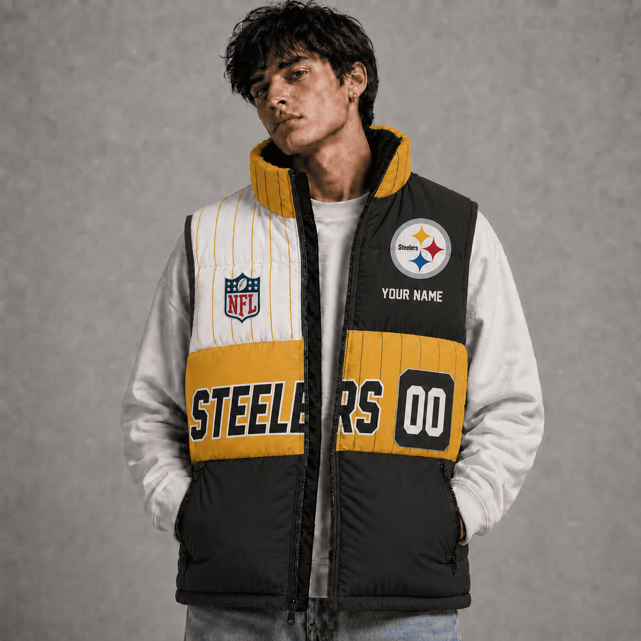 PS x NFL Premium Sleeveless Puffer Jacket Personalized Gift For True Fan