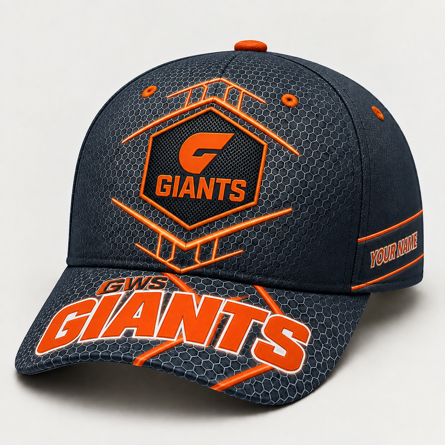 Premium AFL x GWS Honeycomb Custom Name Cap for Loyal Fans