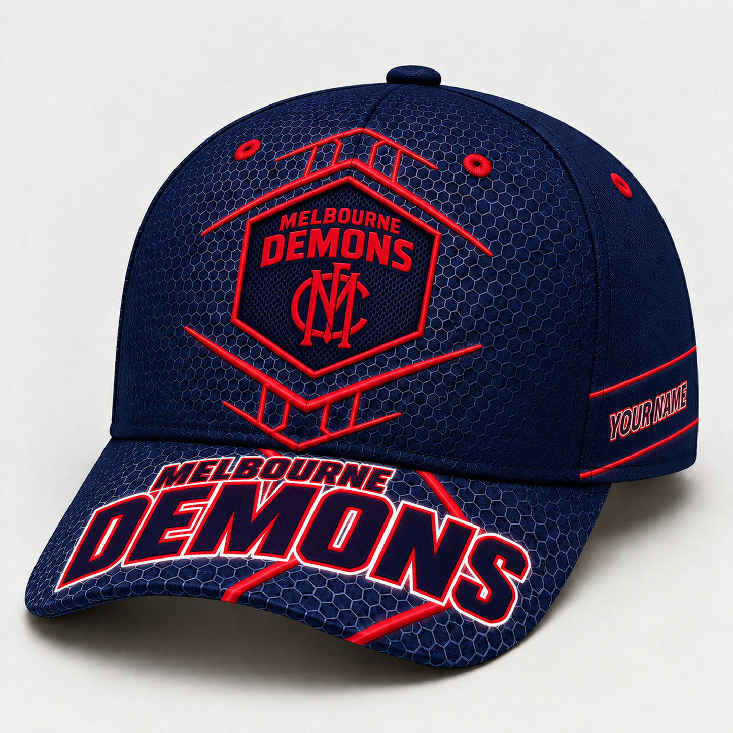 Premium AFL x MEL Honeycomb Custom Name Cap for Loyal Fans