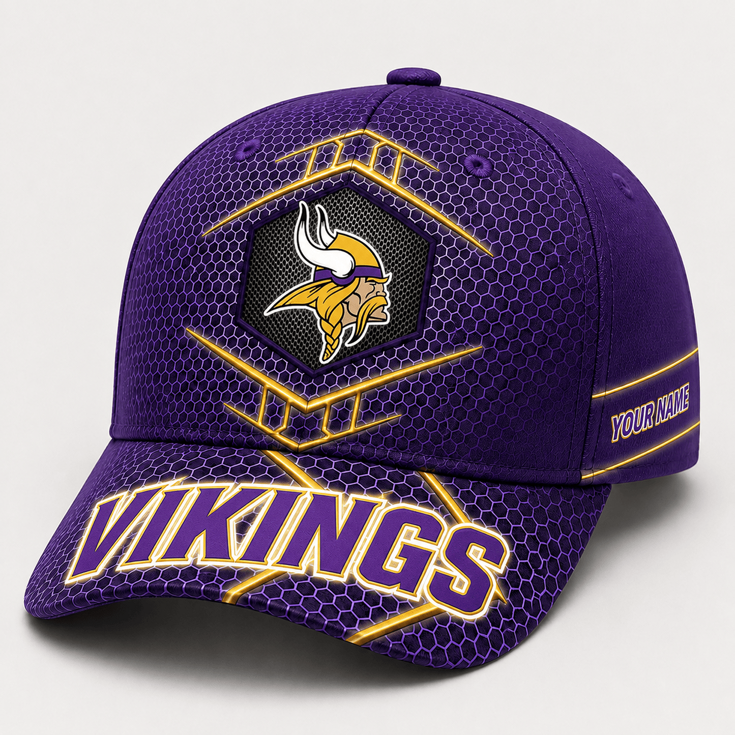 Premium NFL x MIN Honeycomb Custom Name Cap for Loyal Fans