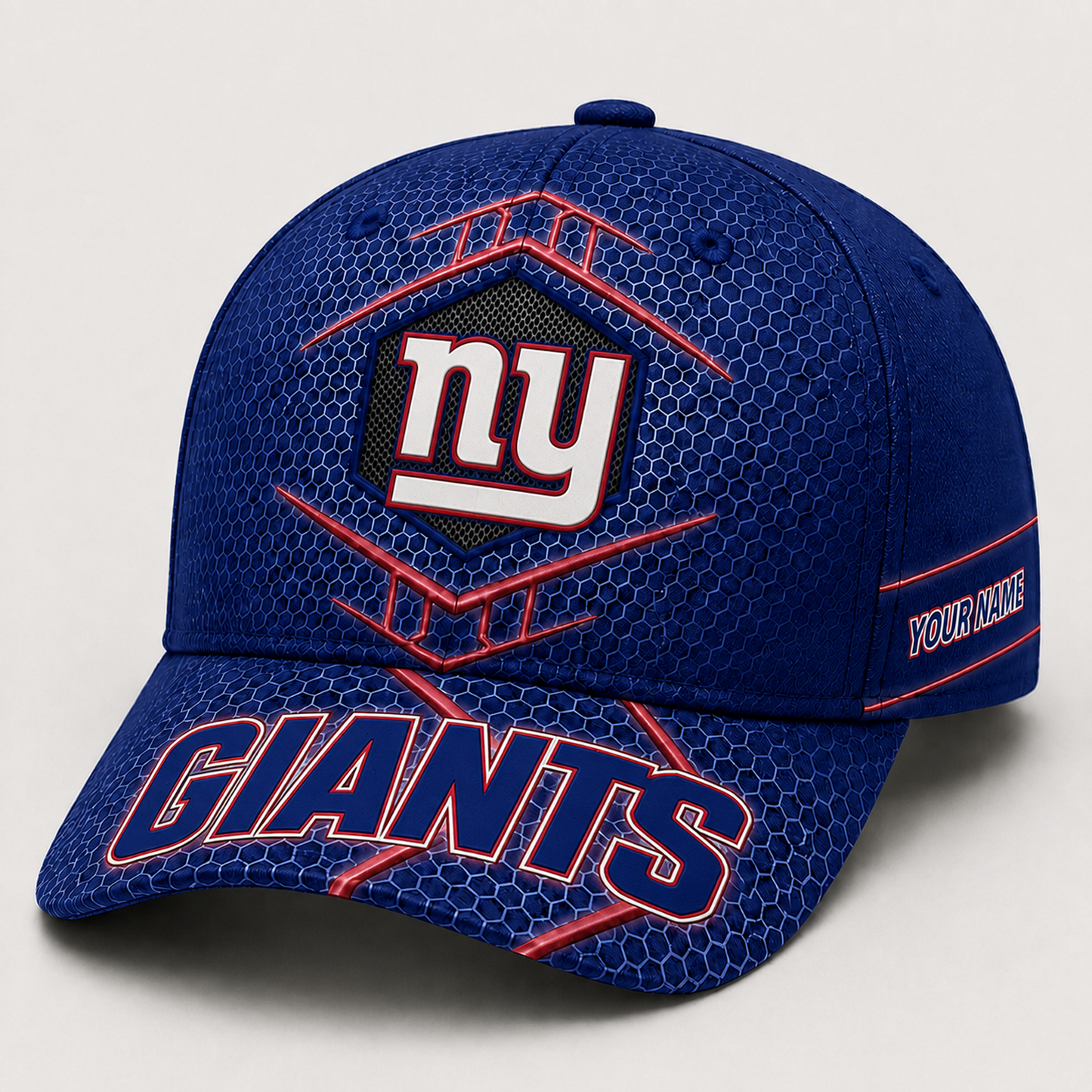 Premium NFL x NYG Honeycomb Custom Name Cap for Loyal Fans