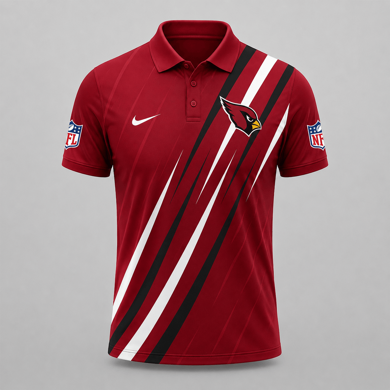 ARI x NFL Premium Athletic Stripe Polo Shirt