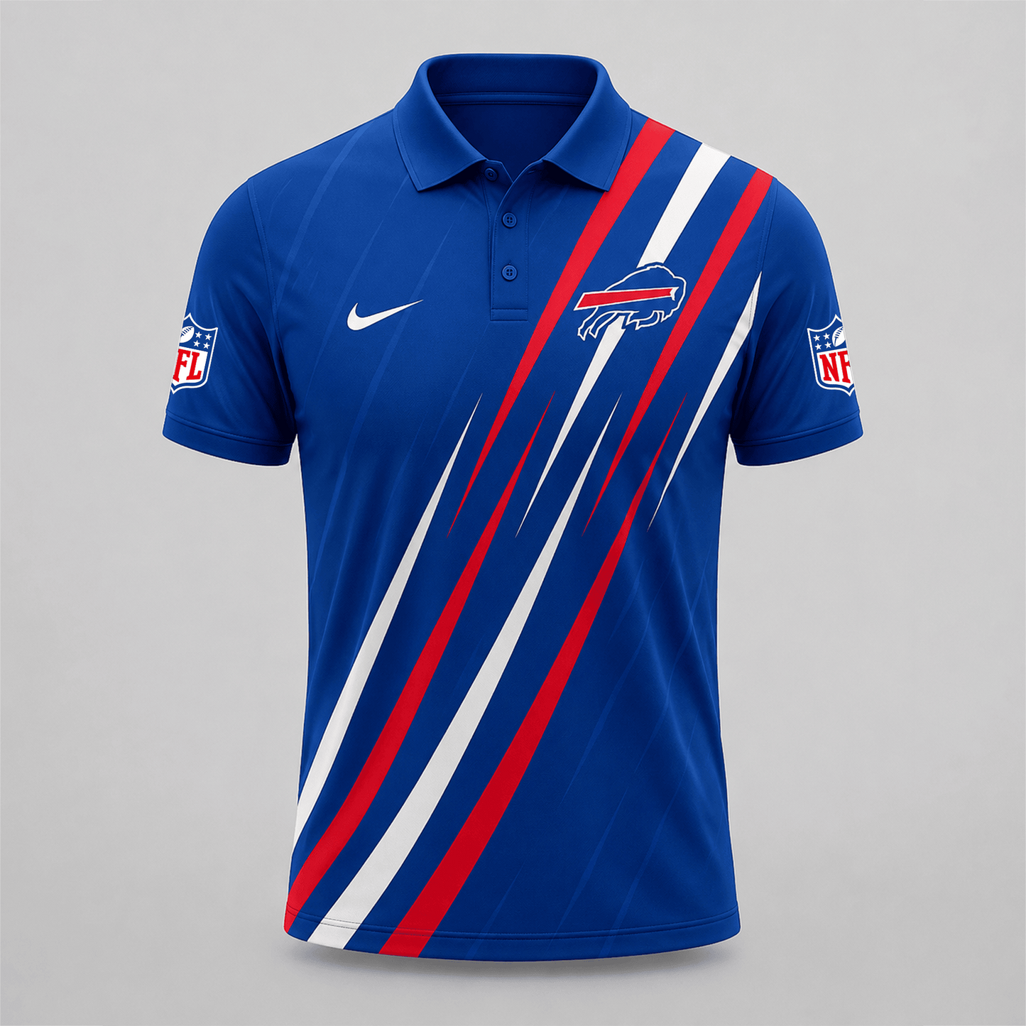 BUF x NFL Premium Athletic Stripe Polo Shirt