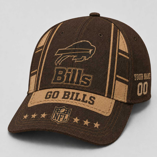 BUF x NFL Premium Vintage Leather Personalized Cap for Loyal Fans