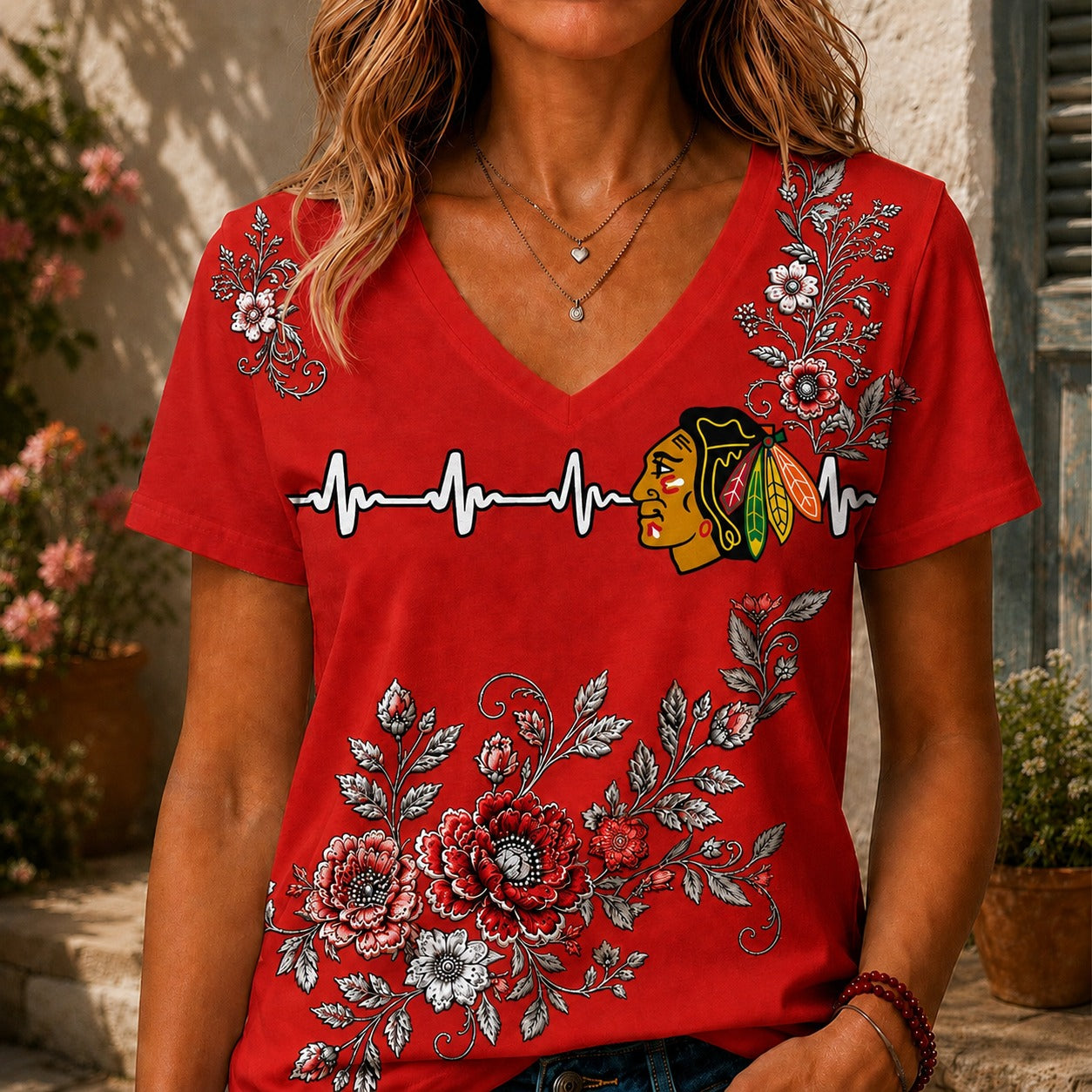 CB x NHL Luxury Women V-Neck Shirt