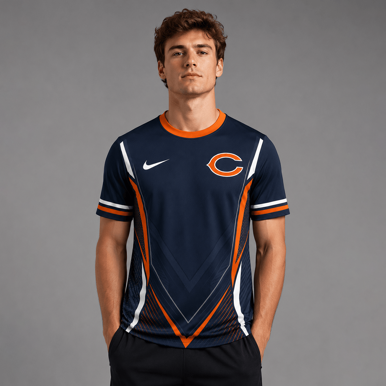 CHI x NFL Custom Name Number Personalized Athletic T-Shirt