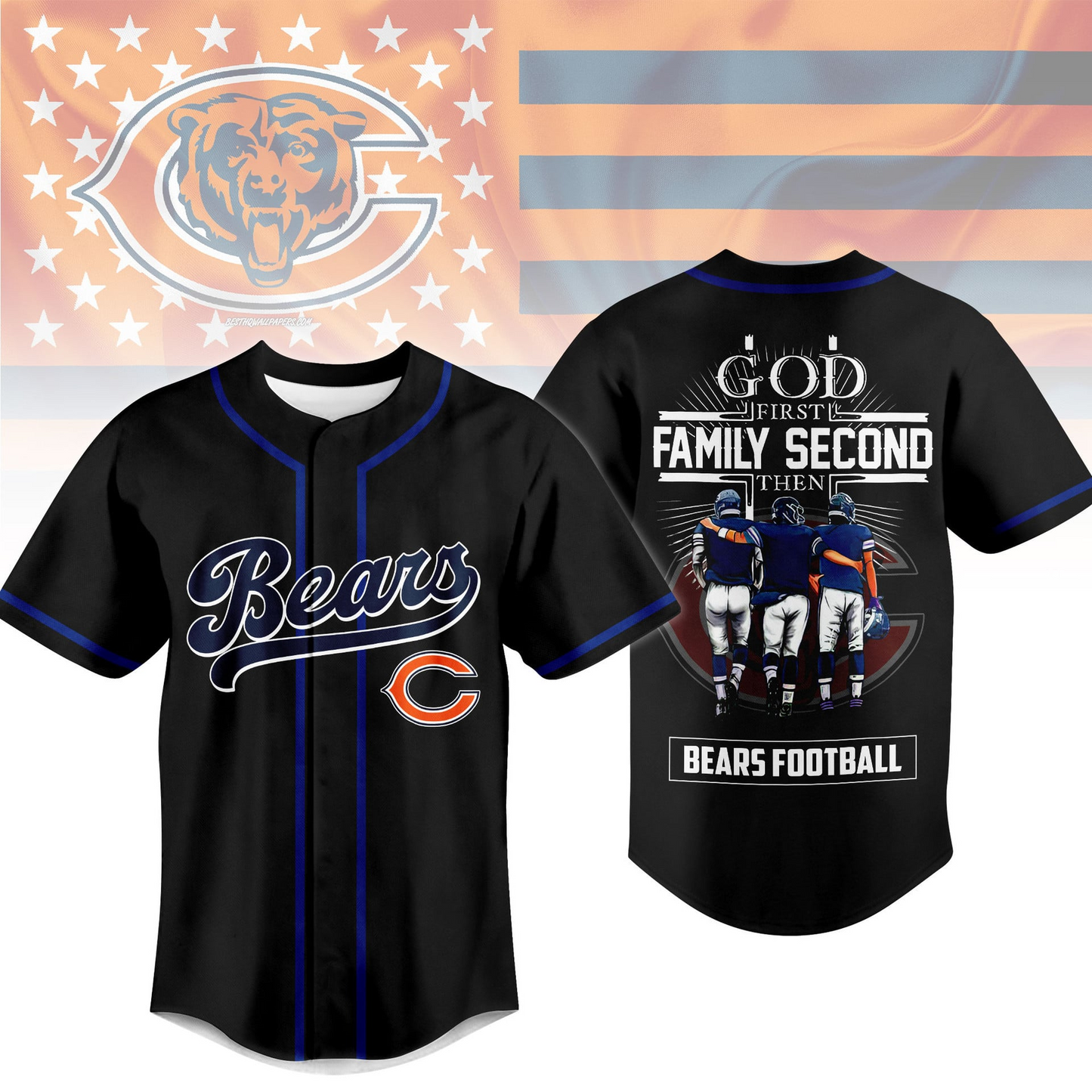 CHI x NFL God First, Family Second – Faith & Brotherhood Football Jersey