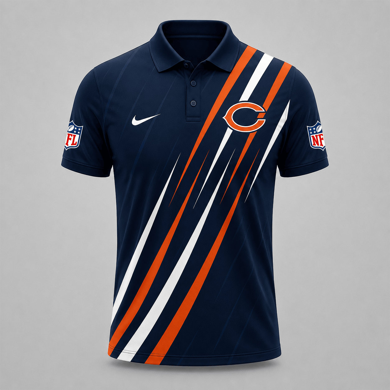 CHI x NFL Premium Athletic Stripe Polo Shirt