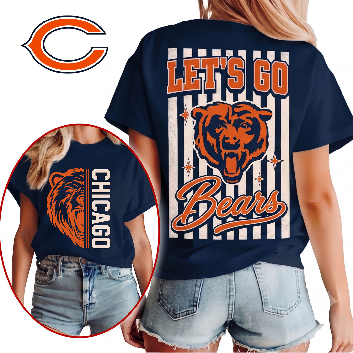CHI x NFL Premium Victory Stripe 3D Shirt