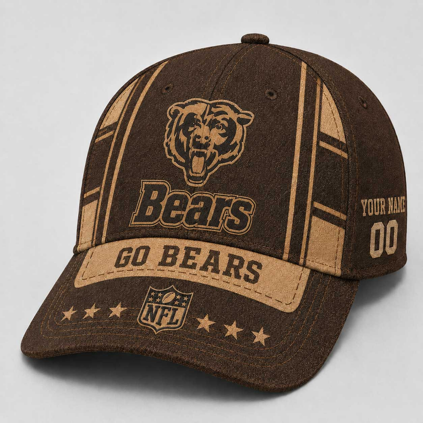 CHI x NFL Premium Vintage Leather Personalized Cap for Loyal Fans