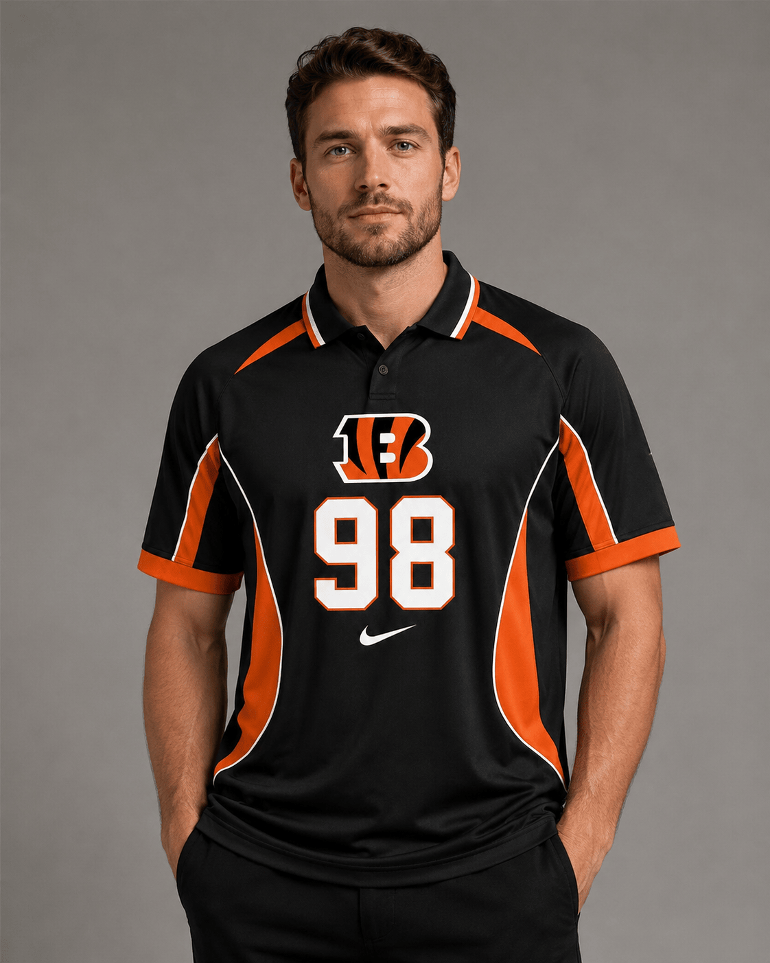 CIN Premium NFL Custom Number Sports Style Polo Shirt
