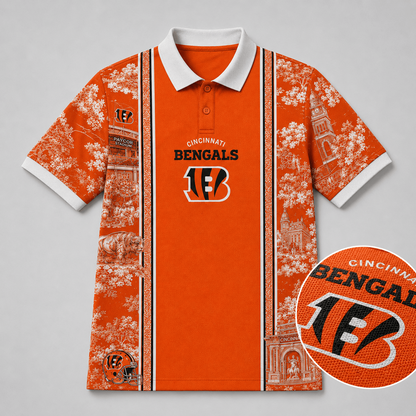 CIN x NFL Heritage Cityscape Polo Shirt for Loyal Fans