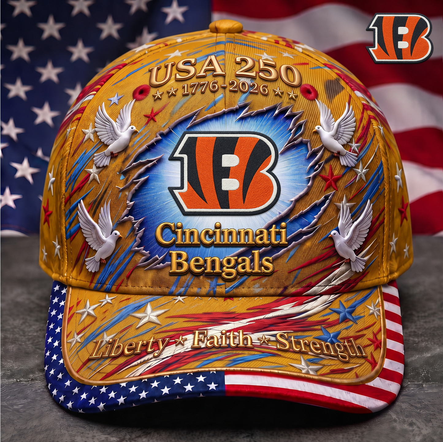 Premium NFL x CIN 250 Years Anniversary Of Freedom Cap V4  260626