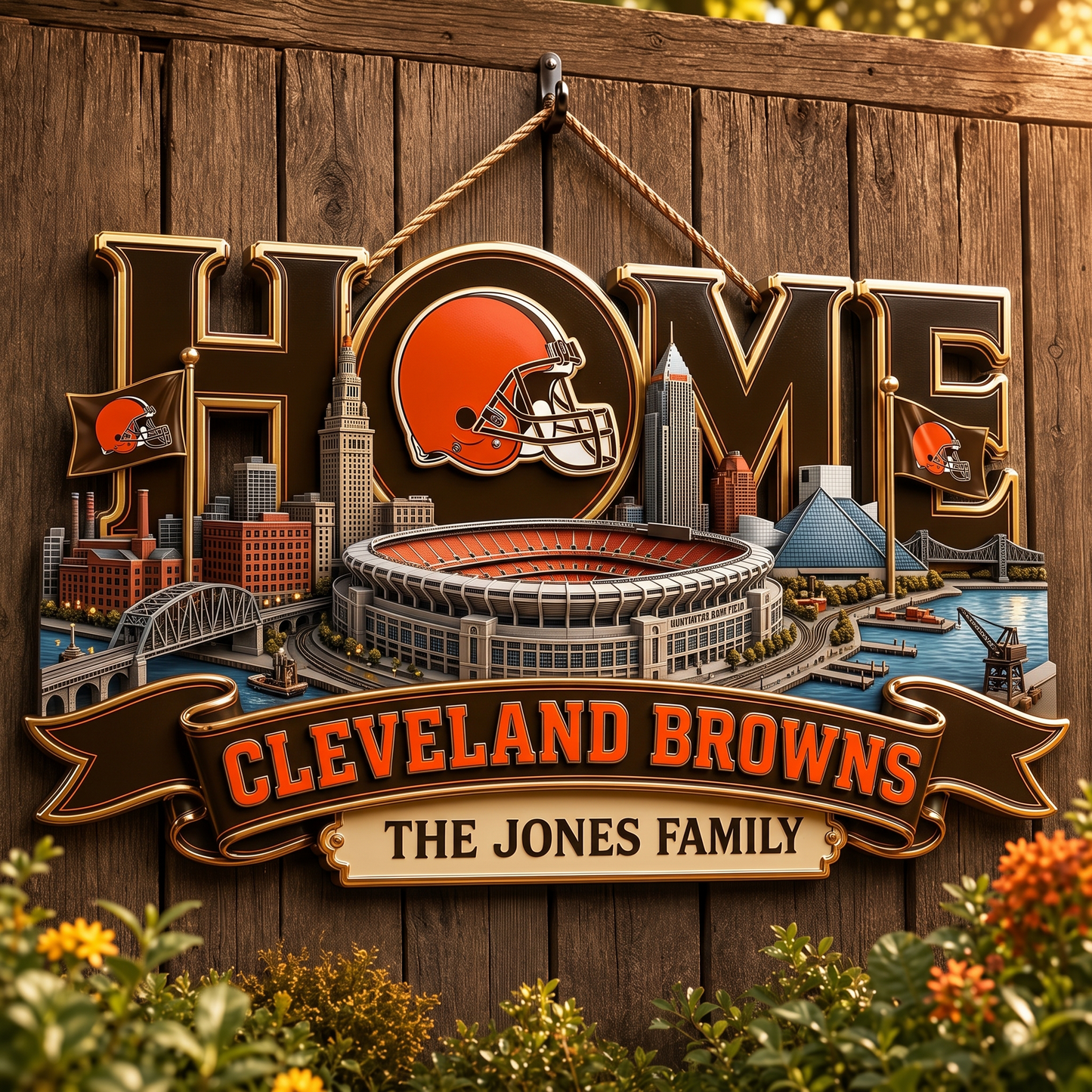 CLE x NFL Team Home Metal Sìgn Custom Any Name Gifts For Home Decor