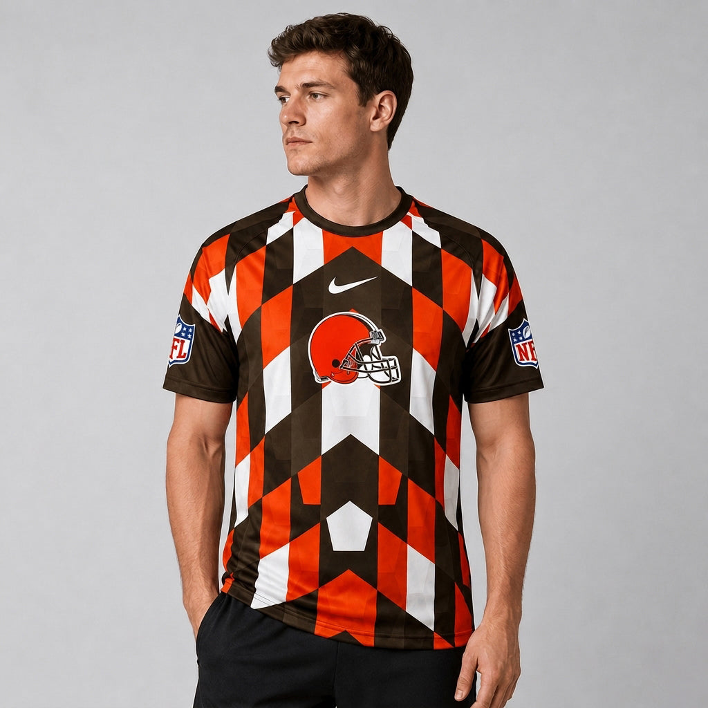 CLE x Premium NFL Geometric Fan Performance T-Shirt