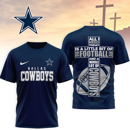 DAL x NFL Whole Lot of Football Christian Cross 3D Shirt