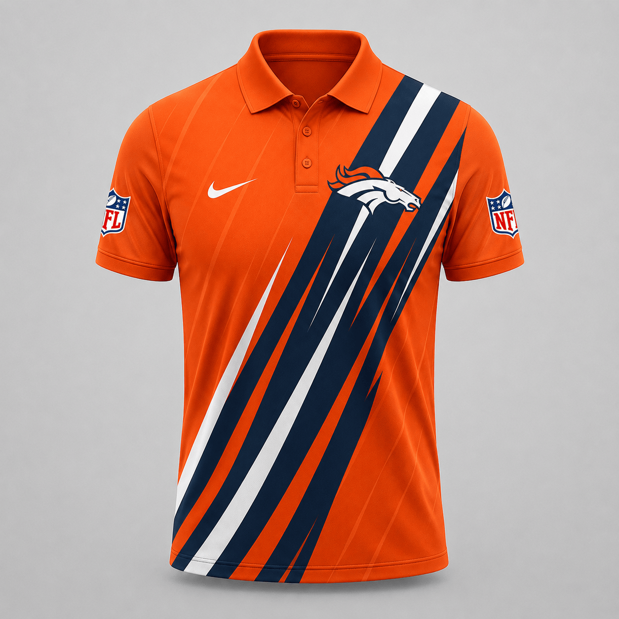 DEN x NFL Premium Athletic Stripe Polo Shirt
