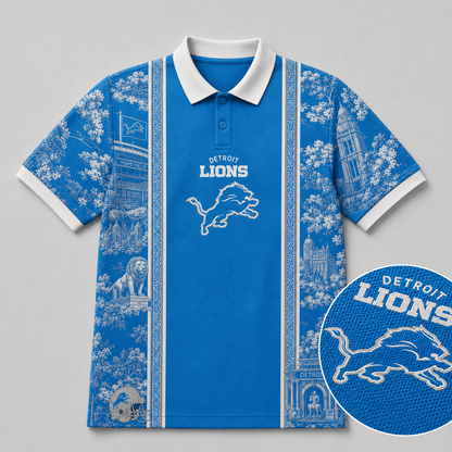 DET x NFL Heritage Cityscape Polo Shirt for Loyal Fans