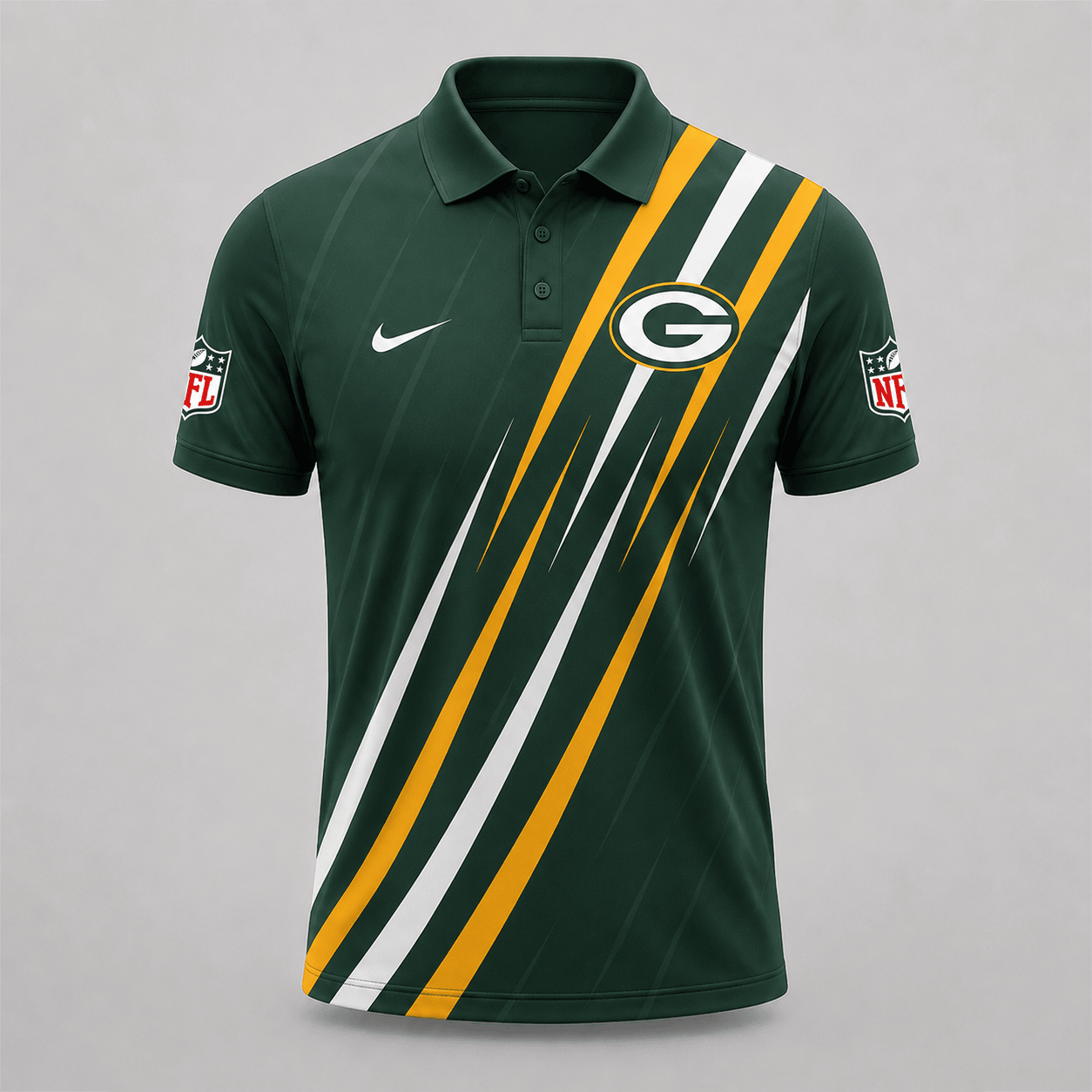GB x NFL Premium Athletic Stripe Polo Shirt
