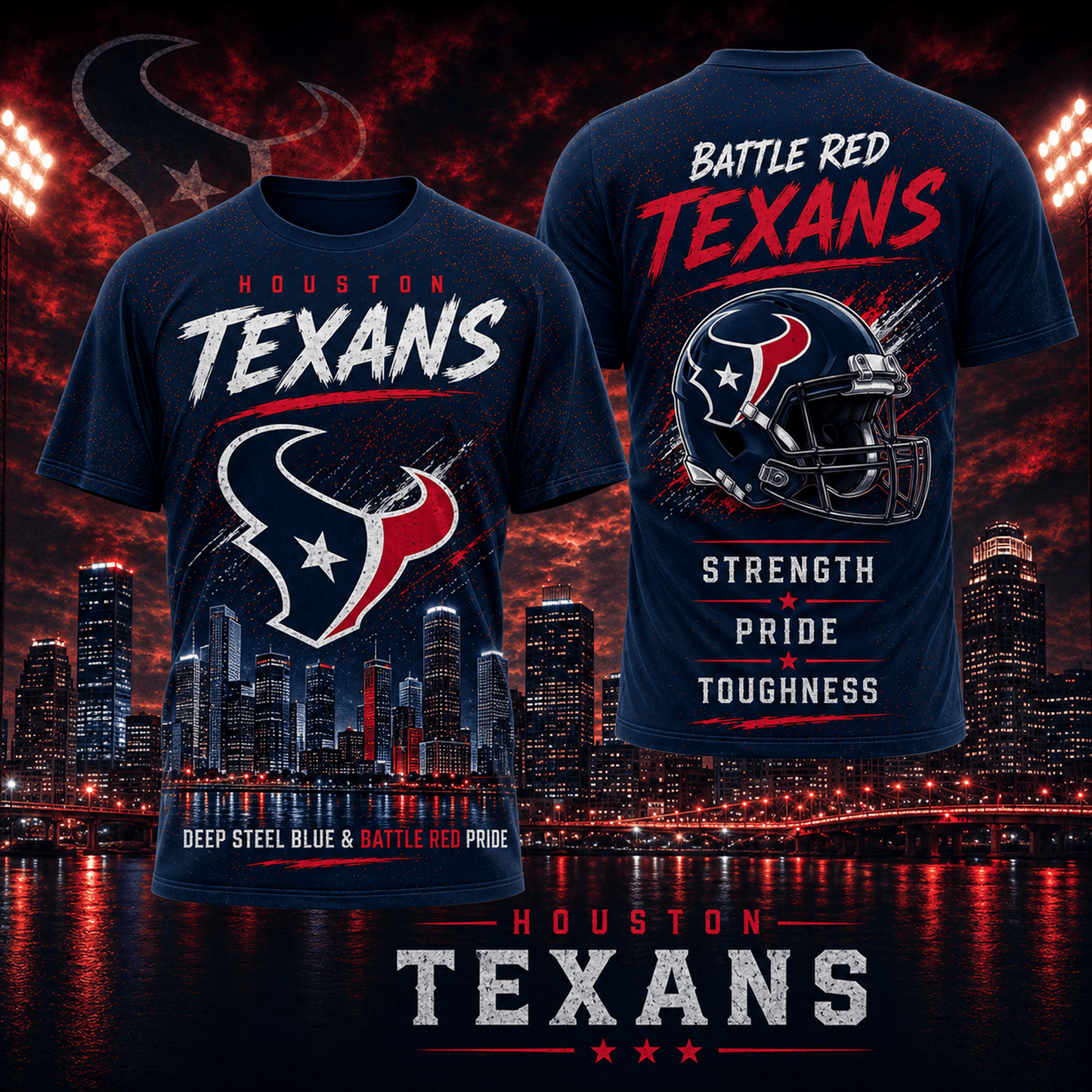 HOU x NFL Premium Skyline Pride Football T-Shirt