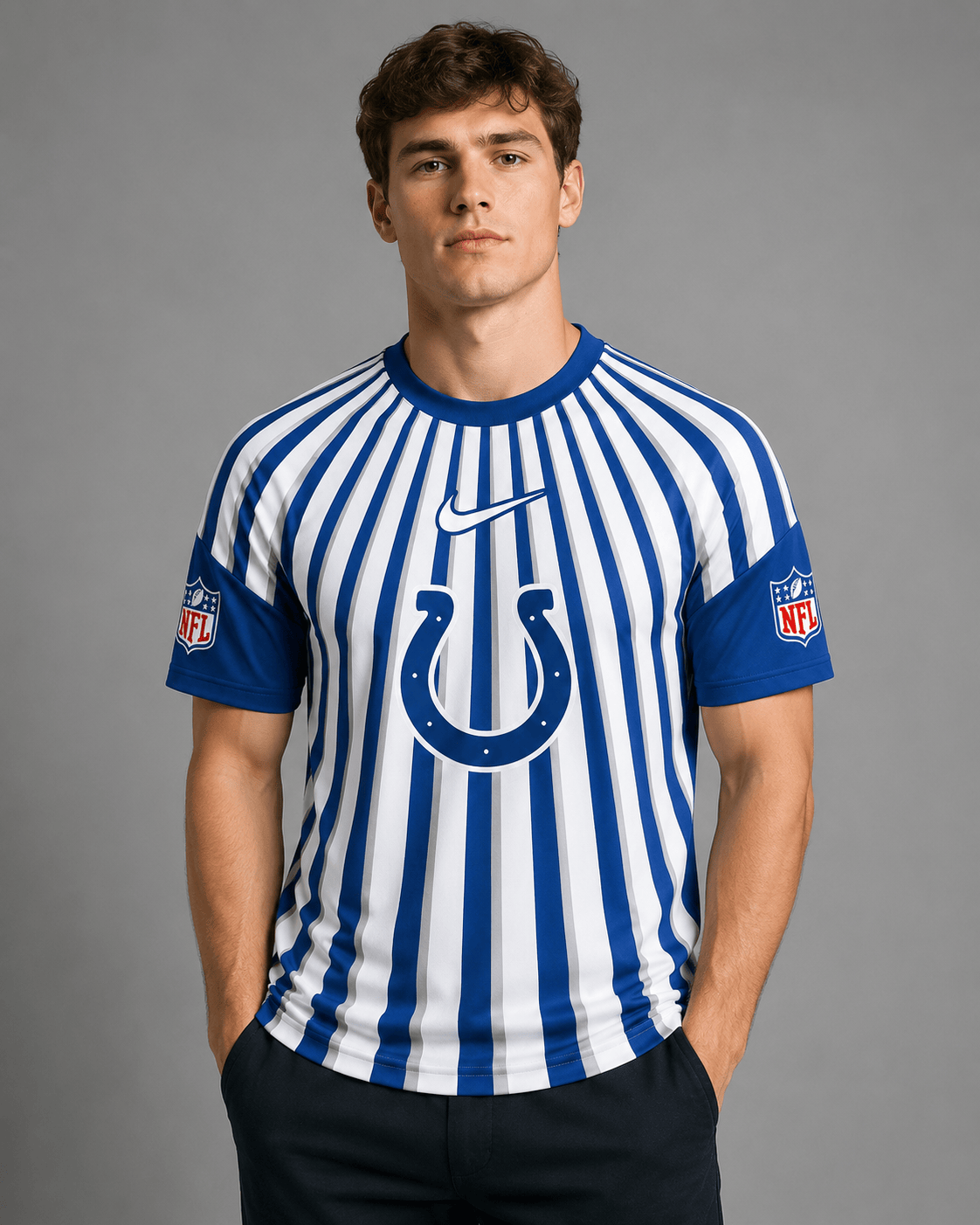 IC Premium NFL Men’s Athletic Vertical Stripe T-Shirt