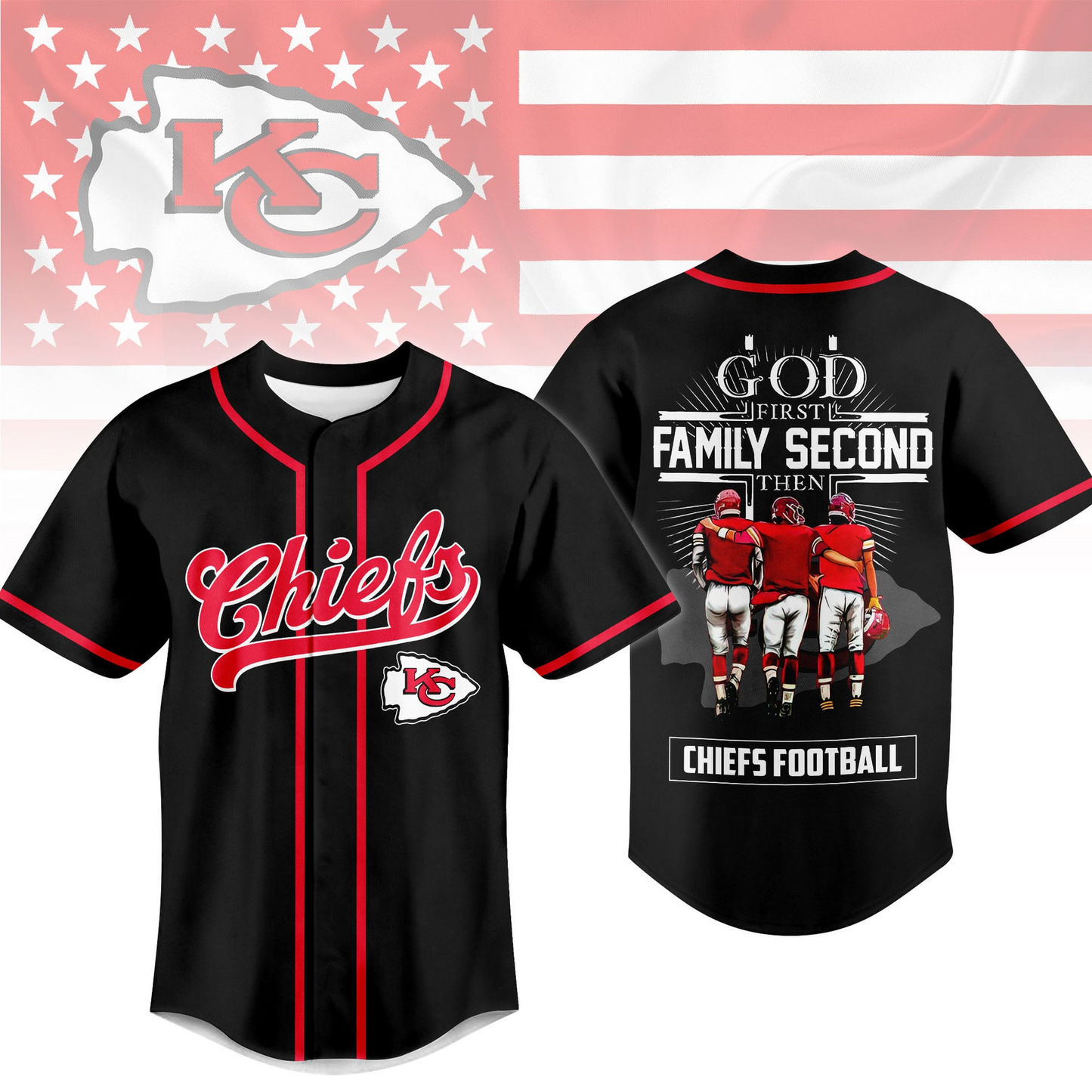 KC x NFL God First, Family Second – Faith & Brotherhood Football Jersey