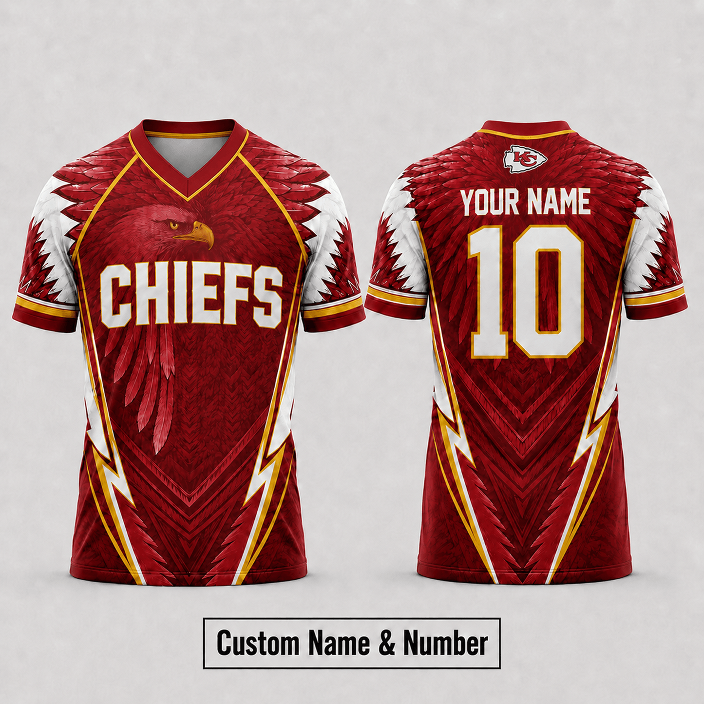 KC x  NFL Premium Custom Name And Number Jersey For Fierce Football Fans