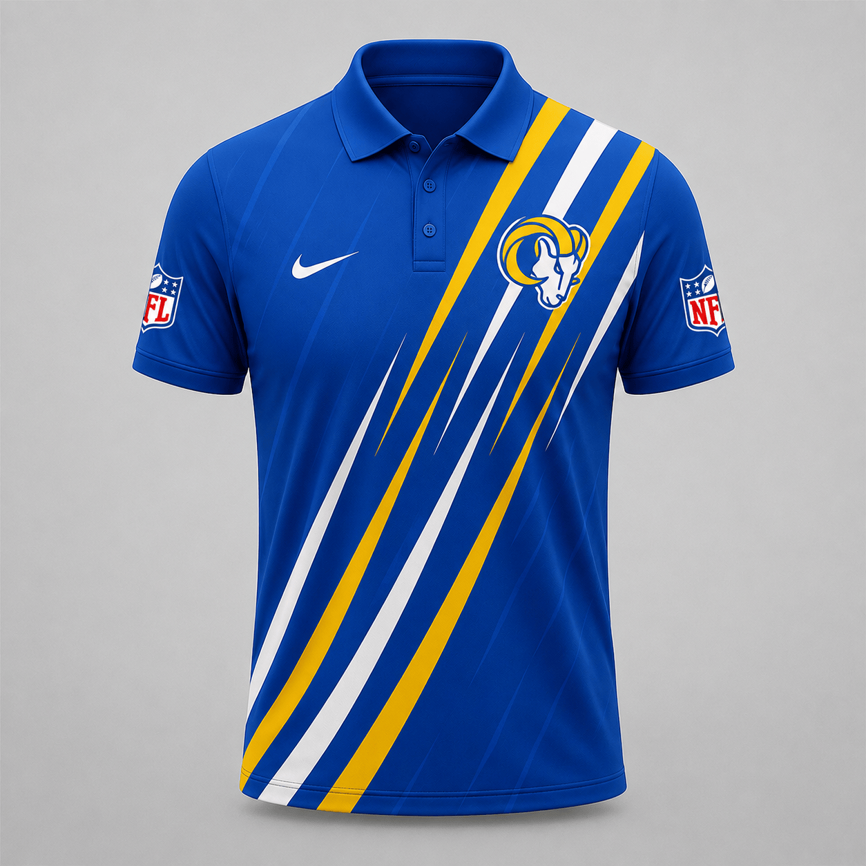 LAR x NFL Premium Athletic Stripe Polo Shirt