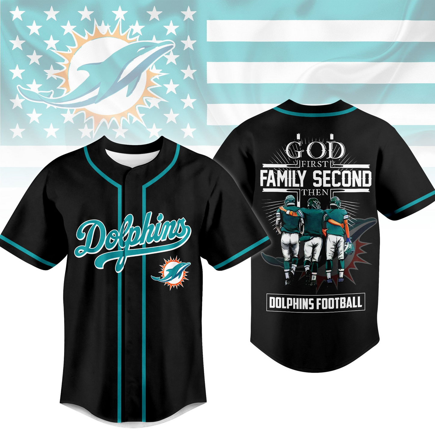 MIA x NFL God First, Family Second – Faith & Brotherhood Football Jersey