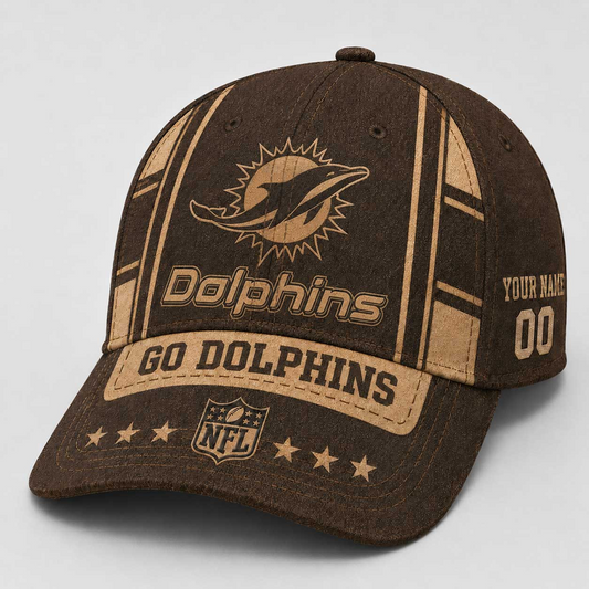 MIA x NFL Premium Vintage Leather Personalized Cap for Loyal Fans