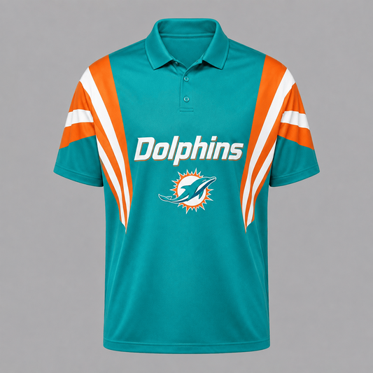 MIA x NFL Sleeve Collared Sports Polo Shirt