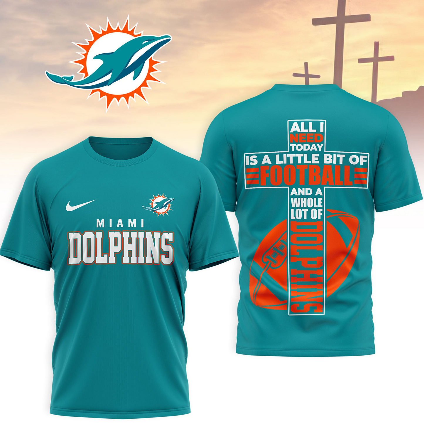 MIA x NFL Whole Lot of Football Christian Cross 3D Shirt