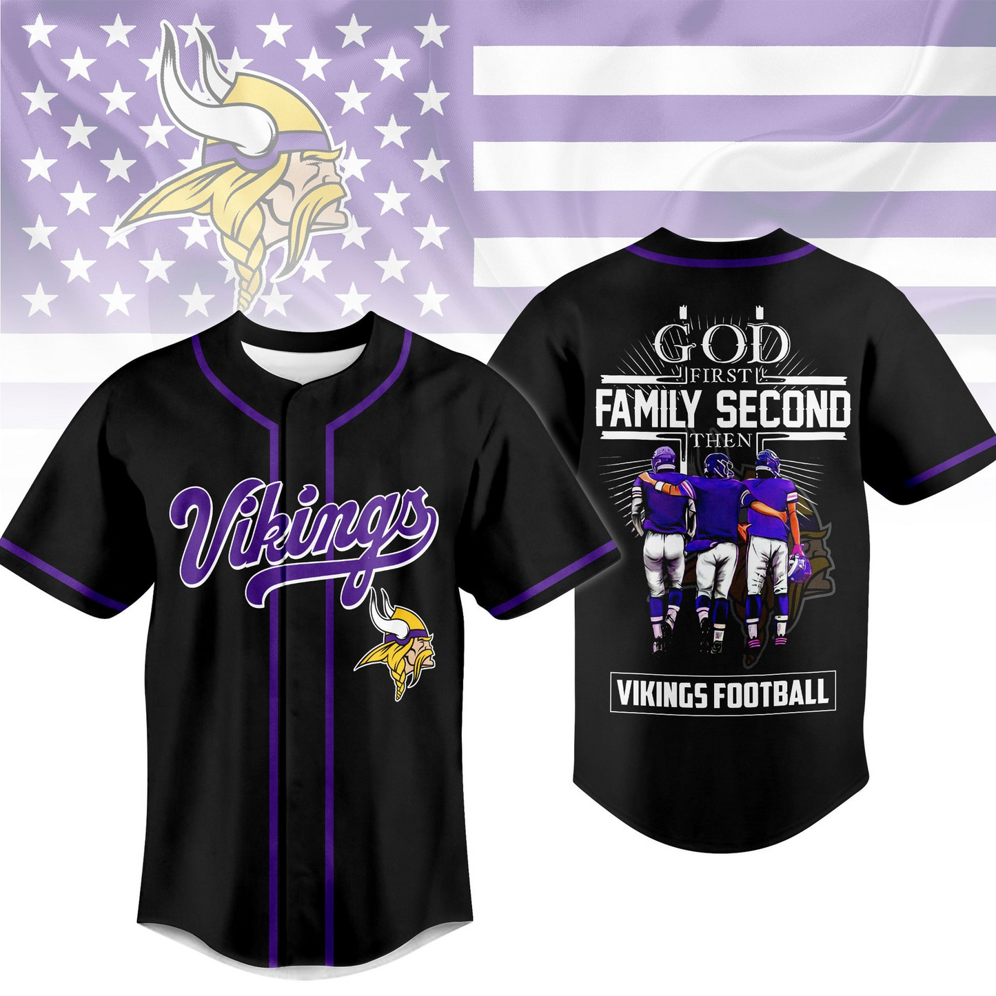 MIN x NFL God First, Family Second – Faith & Brotherhood Football Jersey