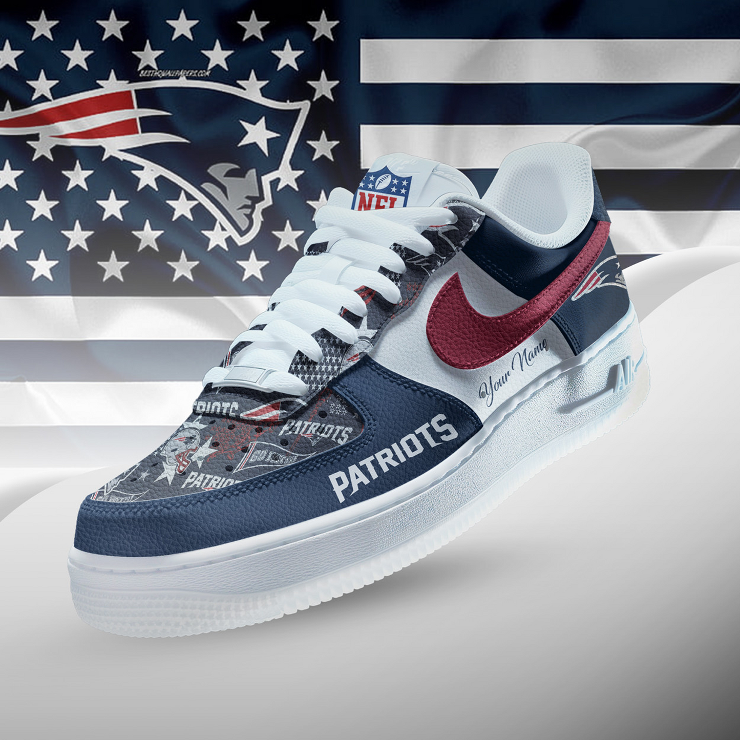 NE x NFL Personalized Team Icon AF1 Shoes
