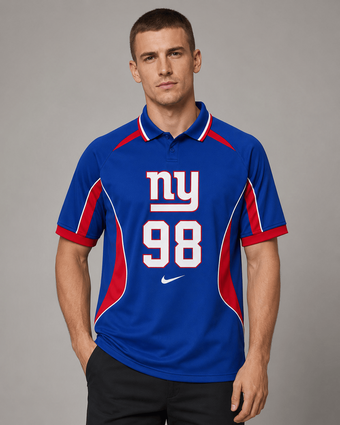 NYG Premium NFL Custom Number Sports Style Polo Shirt