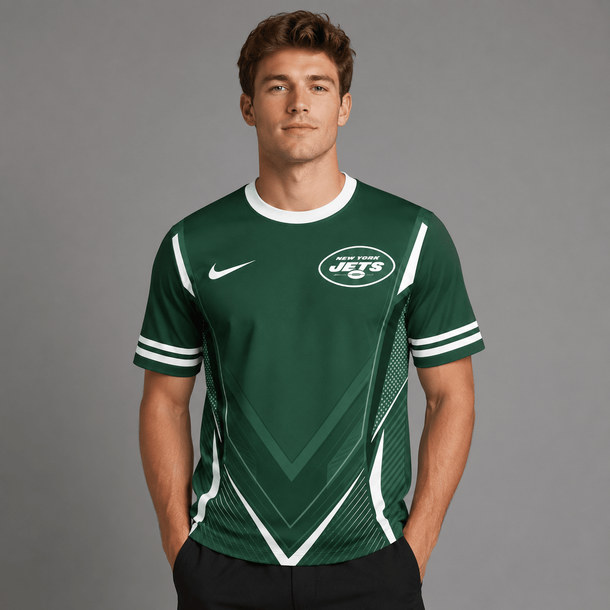 NYJ x NFL Custom Name Number Personalized Athletic T-Shirt